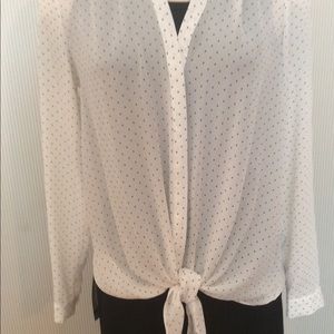 Dana Buchman Blouse with Tiny Black Polka Dots